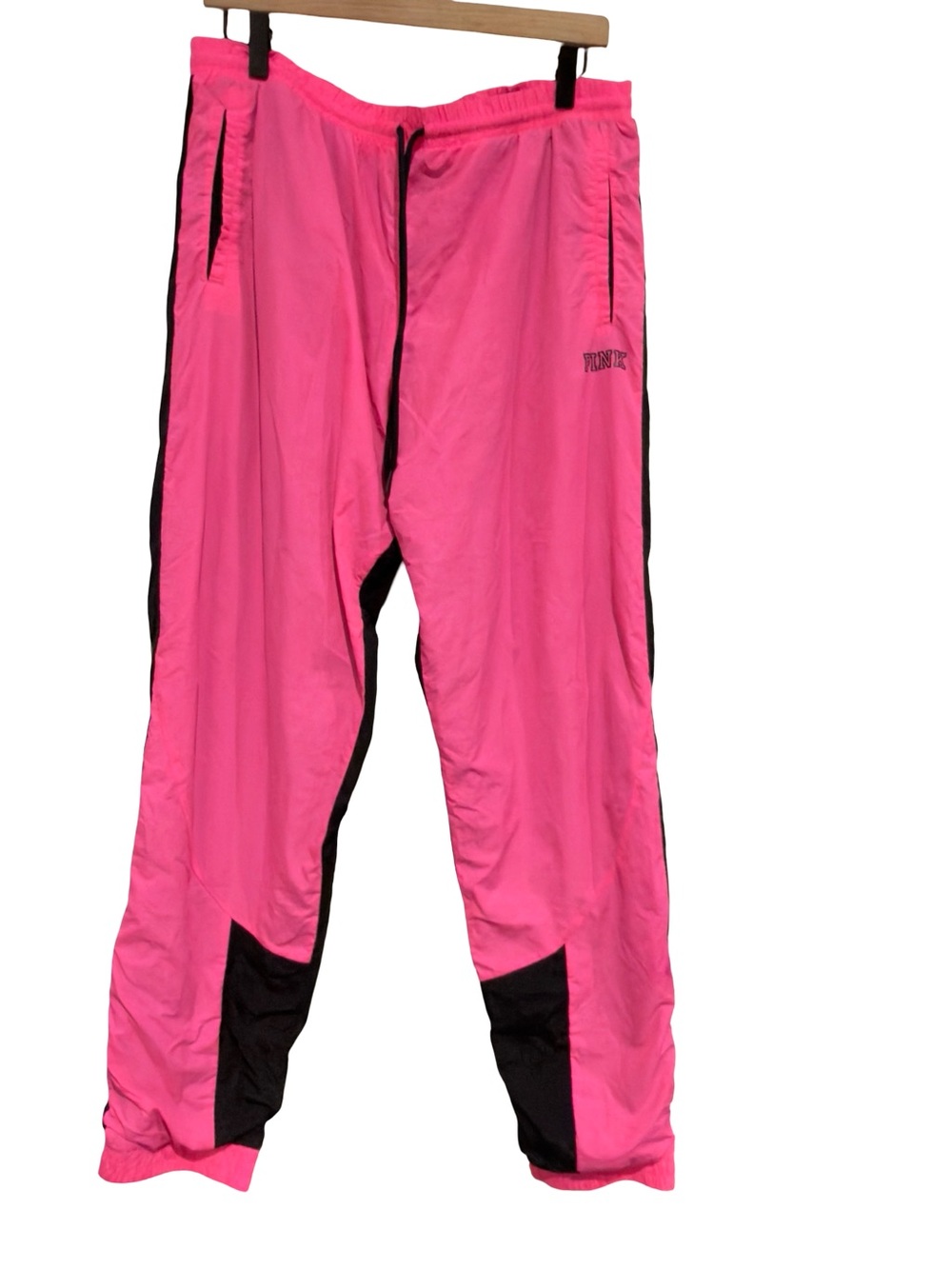 PINK Victoria's Secret Neon Pink Track Joggers with Black Accents